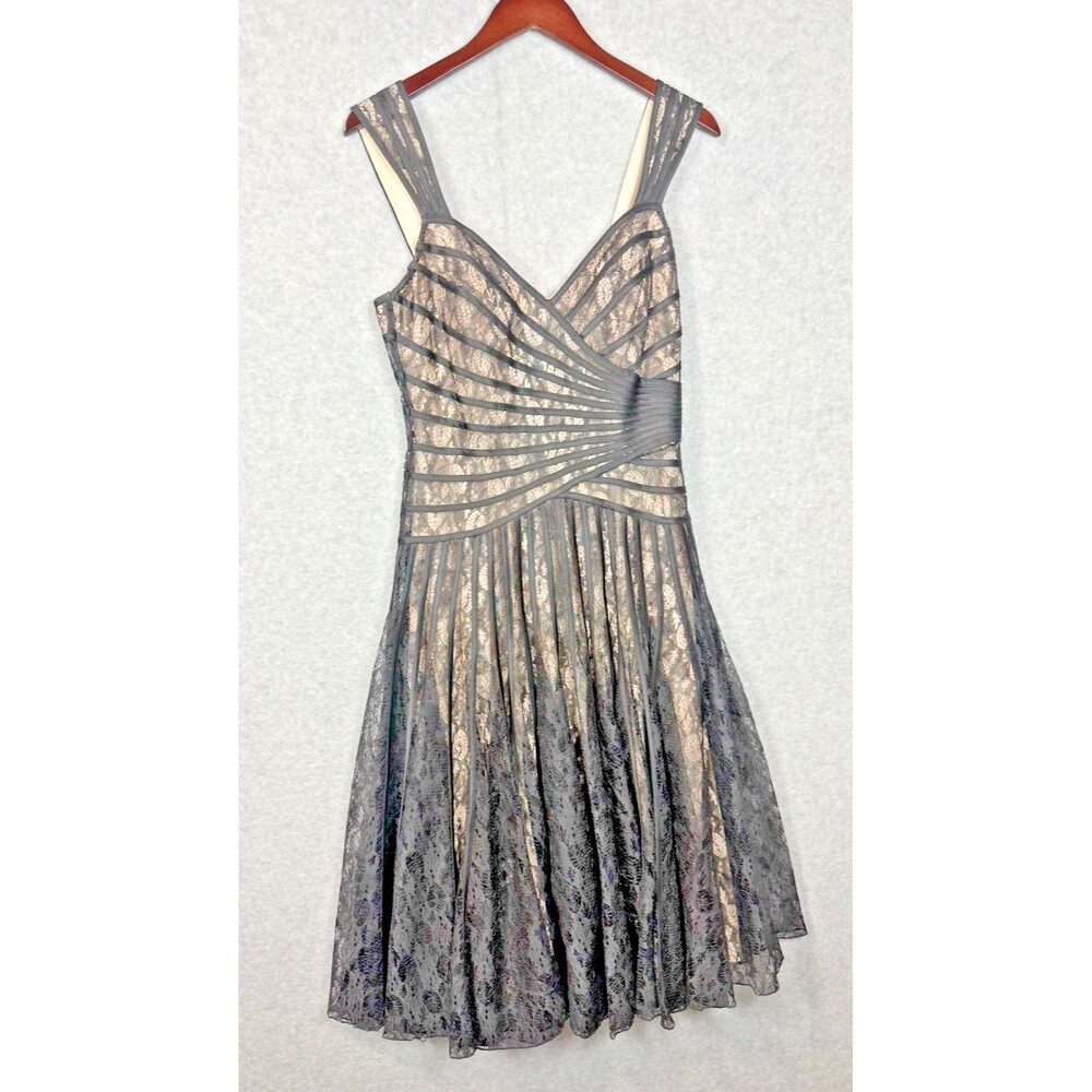 JS Collections Black & Cream Formal Dress, Ball, Gala Wedding Guest  Midi Size 8